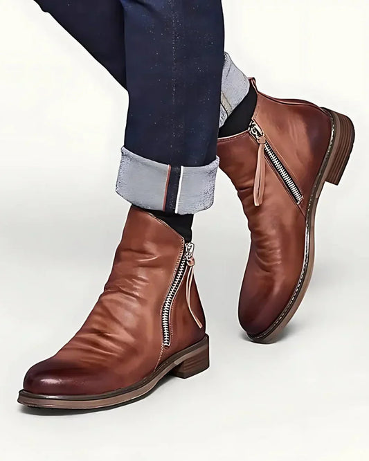 Fritz - leather boots with side zipper